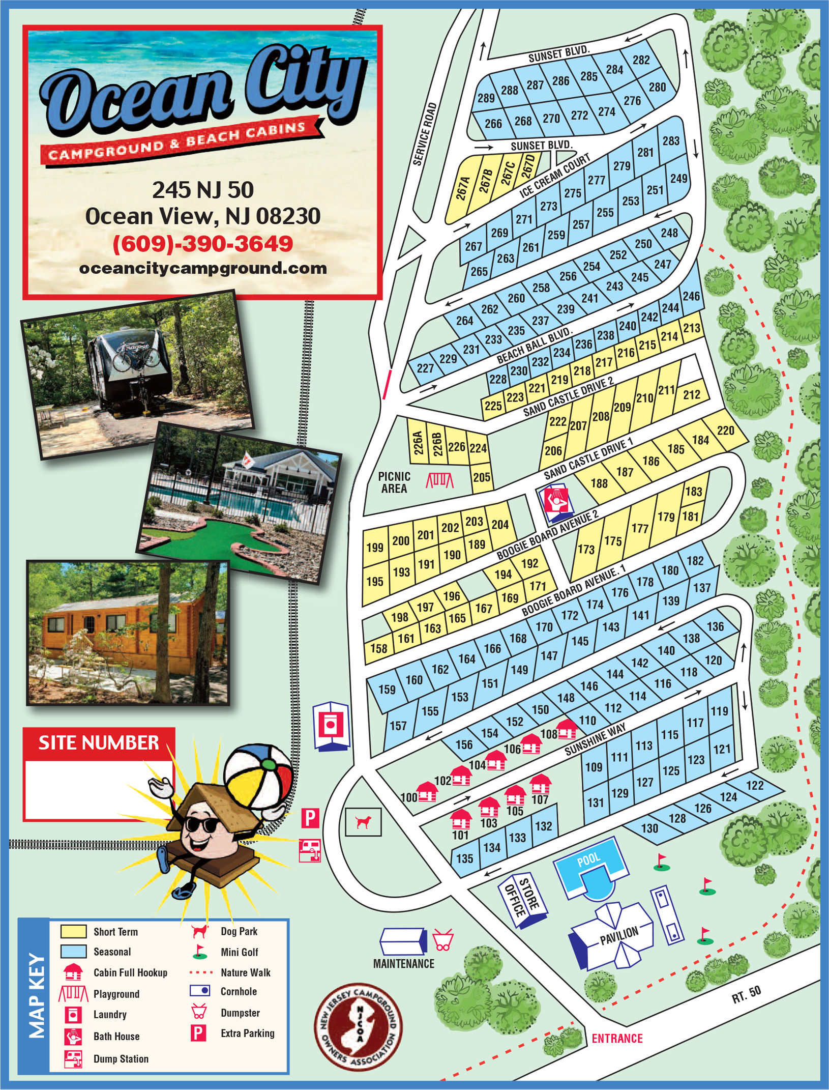 Ocean City Campground & Beach CAbins Map